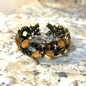 Vintage Yellow Topaz Butterfly Clasp Bracelet